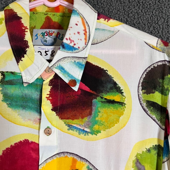 Jams World Colorful Print Hawaiian Button Long Sleeve Shirt - Men's Size L - Picture 3 of 10